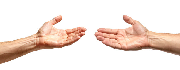 Man Reaching Out with Hand  Stock Image on White Background