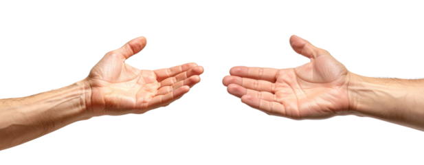 Man Reaching Out with Hand  Stock Image on White Background