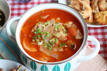 Vintage Restaurant Tomato Soup Warm Comfort Meal