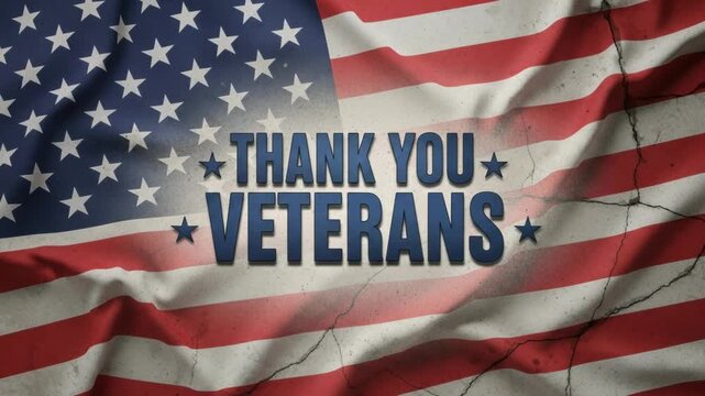 Thank you veterans text over a distressed american flag