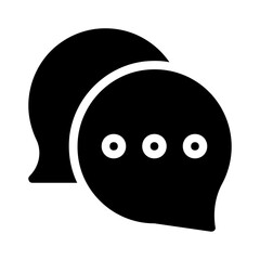 Conversation icon with speech bubbles and ellipsis dots, suitable for communication concepts, messaging applications, social media platforms, and discussion forums.
