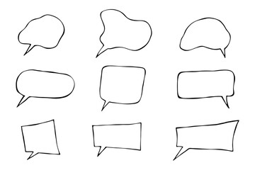Obraz premium Set of hand drawn speech bubble Blank empty message box Textbox frame for banners, price tags, stickers, design
