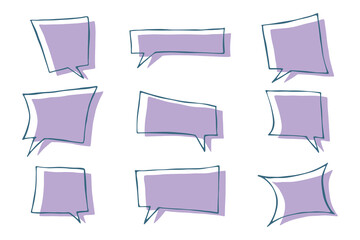 Set of hand drawn speech bubble Blank empty message box Textbox frame for banners, price tags, stickers, design