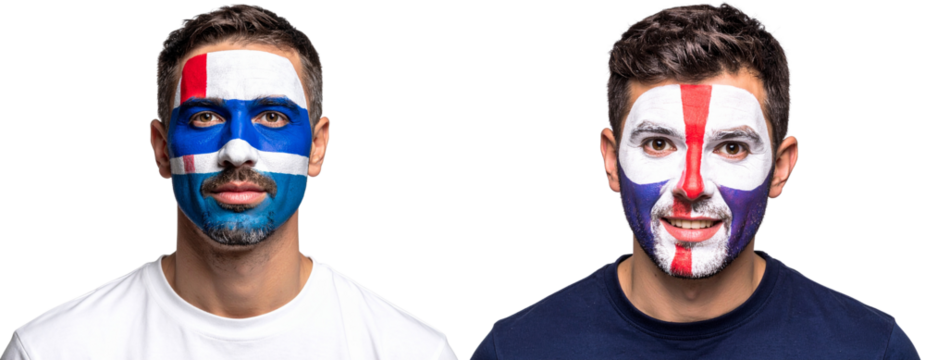 Excited Football Supporter with Face Paint  Isolated PNG Stock Image