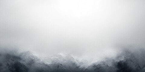 Fototapeta premium Abstract misty mountain range in grayscale fading into a foggy sky with textured brush strokes creating a soft atmospheric effect