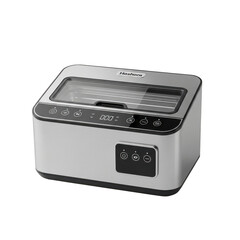 Silver ultrasonic cleaner with digital display isolated illustration on transparent background