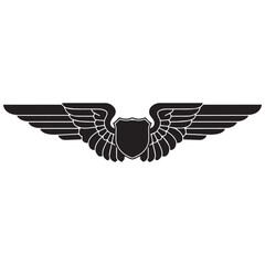 Classic pilot wings emblem with shield © MstSoma