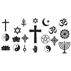 Collection of religious symbols from various faiths