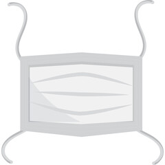 Simple white medical face mask illustration with ear loops on a transparent background representing health and protection