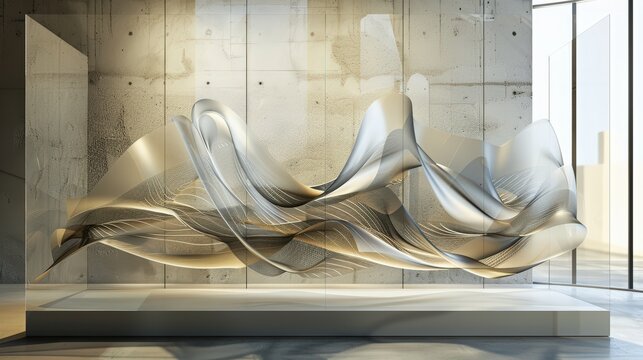 Glass sculpture in modern art gallery