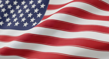 Close-up of Waving American Flag Fabric Texture