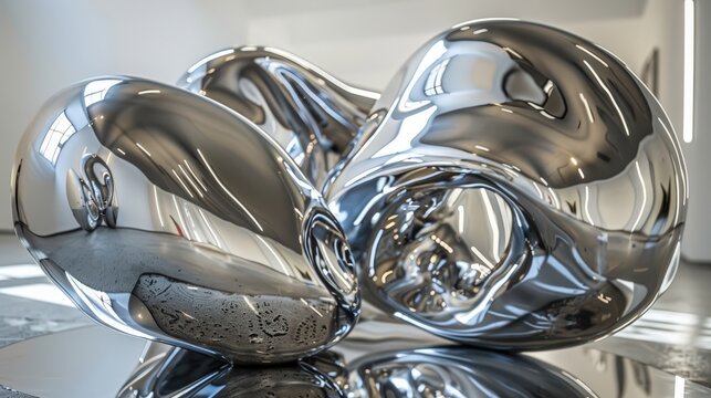 Shiny abstract sculpture on display indoors