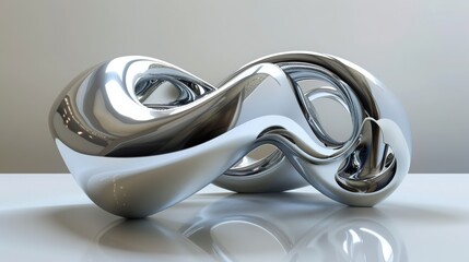 Abstract shiny sculpture on white background