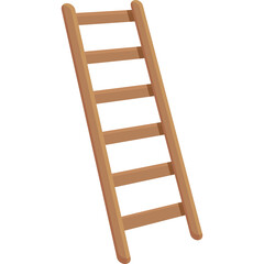 Simple Wooden Ladder Isolated On Transparent Background For Easy Integration Into Design Projects And Compositions