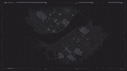 Cyberpunk City Map: Data Streams, Hacking, and Surveillance Network Interface - Powered by Adobe