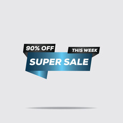 90% Off Super Sale Banner – Retro Geometric Minimalist Design