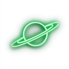 Naklejka premium Neon Green Planetary Ring System Illustration
