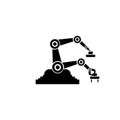 Robotic arm silhouette with white background