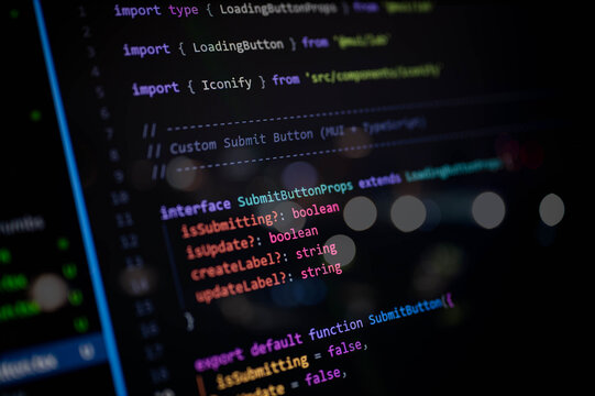 Close-up of a TypeScript interface and function in VS Code, showcasing modern UI component structure and syntax highlighting, ideal for coding, software development, or tech-related visuals.