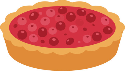 Cartoon pie with red berry filling and a golden crust.