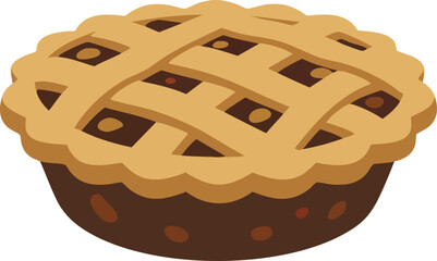 A classic baked pie with a woven lattice crust and a dark fruit filling, shown as a vector illustration.