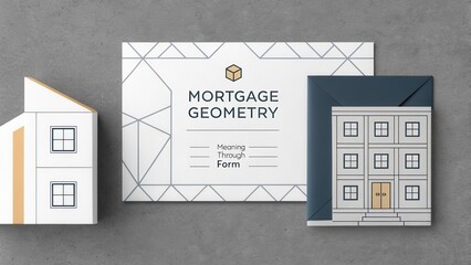 Creative Mortgage Geometry Concept with Block Design for Real Estate and Financial Services Promotion