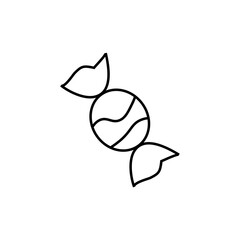 Isolated black and white vector icon of a candy. Sweets, holiday, and gift symbol. Doodle style. Suitable for use in mobile apps, websites, and advertising.