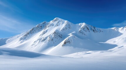 Majestic Snow-Capped Mountains Under Clear Blue Sky in Stunning Winter Landscape