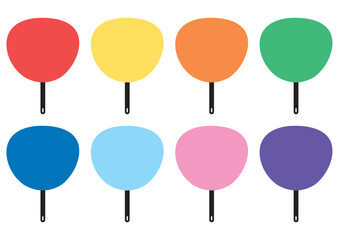 カラフルなうちわのセット