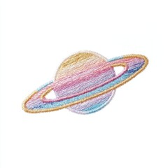 Fototapeta premium Pointillist Planet Illustration with Gold Rings