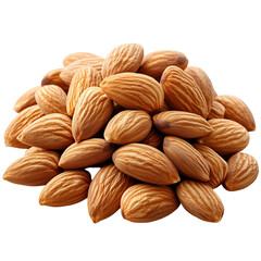 Fototapeta premium Almonds pile closeup against transparent background
