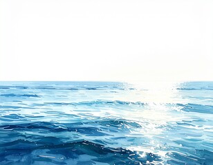Obraz premium Vast Open Sea Mockup: Sun Reflecting on Water Surface with Clean Horizon