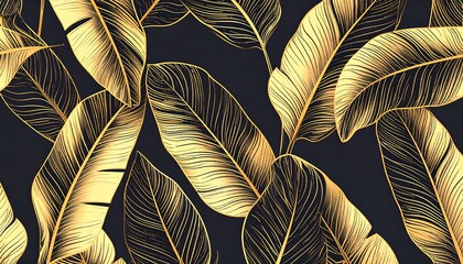 A dark background with close-up, golden leaf details. The foliage has intricate line work with various textures and shades