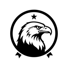 Vector art of eagle head in a circle with a star