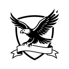 Vector art of eagle with spread wings on a shield