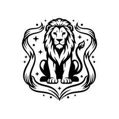 Vector art of regal lion sitting, a symbol of royalty and power