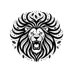 Vector art of roaring lion head with mane, a symbol of courage