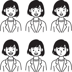 set of funny cartoon people