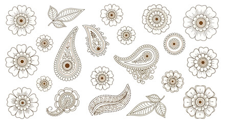 Exquisite Henna Art Paisley and Floral Designs for Traditional Decoration © Myanee