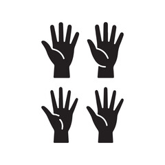 Vector Illustration of Hand Shape Silhouette Set Four Designs
