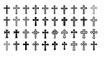 Assortment of Cross Symbols A Collection of Religious Icons