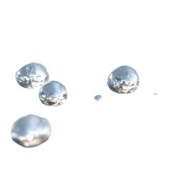 Silver Metallic Spheres on Transparent Background Modern Artistic Composition