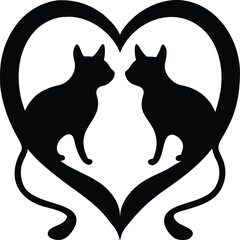 Two cats in a heart shape silhouette