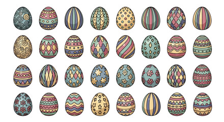 Festive Easter Eggs Collection Hand-Drawn Designs for Spring Celebrations
