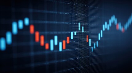 Abstract Representation of a Digital Finance Chart with Price Trends and Candlestick Patterns for Financial Analysis and Stock Market Visualization
