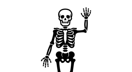 Waving Skeleton Illustration with Friendly Gesture - Gothic and Spooky Art