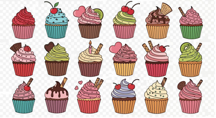 Colorful Collection of Cupcakes with Creative Toppings