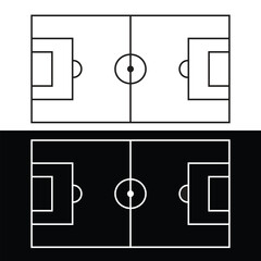 Soccer Field Outline Vector – Football Pitch Diagram in Black and White Design