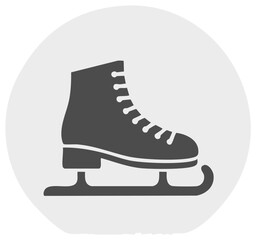 Dark grey ice skate icon for winter sport and recreation activity