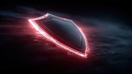Illuminated Shield Against Dark Background with Red Glow